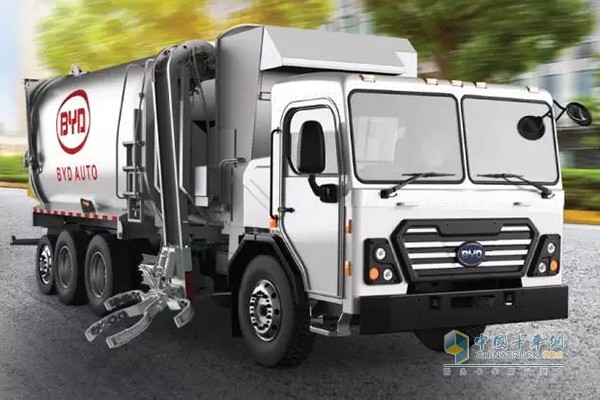 BYD pure electric sanitation truck with performance and color value commencing in North America