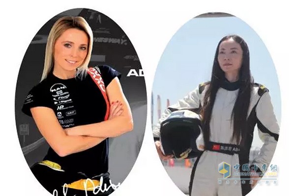 One is Chen Yanjun of Qingdao Anlubo Racing Team, and the other is Lingle Tire's blond beauty racer from Hungaryâ€”Adrienn Vogel.