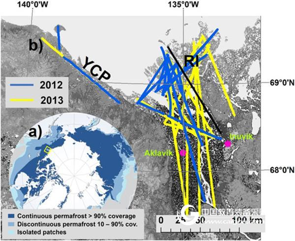 Strong geological methane emissions from terrestrial discontinuous permafrost in the Mackenzie Delta, Canada