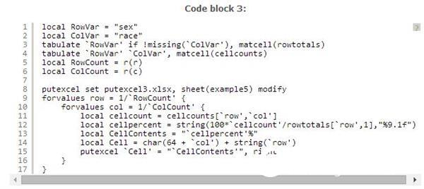 Stata creates an Excel spreadsheet with the putexcel command