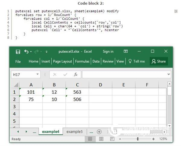 Stata creates an Excel spreadsheet with the putexcel command