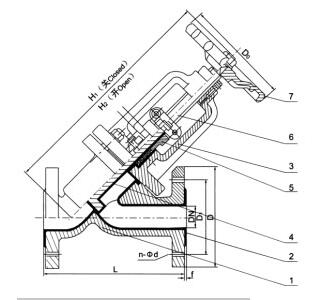 J45Fs直流式衬氟塑料截止阀部件列表