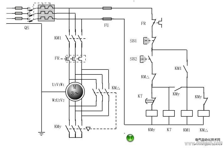 Star triangle step-down startup circuit diagram