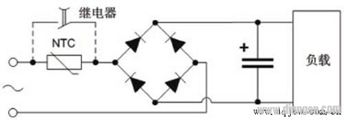 Schematic diagram of power supply design with relay bypass circuit