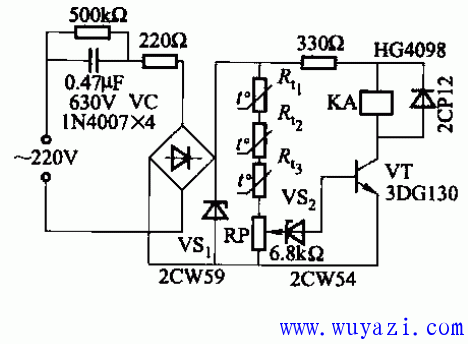 NTC three-phase asynchronous motor protection circuit