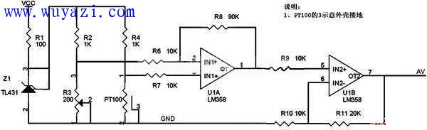 PT100 temperature sensor circuit diagram