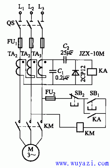 Harmonic current phase-break protection circuit