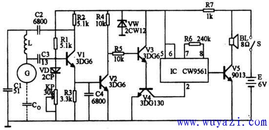 Inductive anti-theft alarm circuit diagram