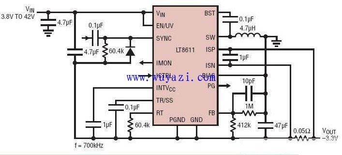 1A output current limit -3.3V negative converter circuit diagram