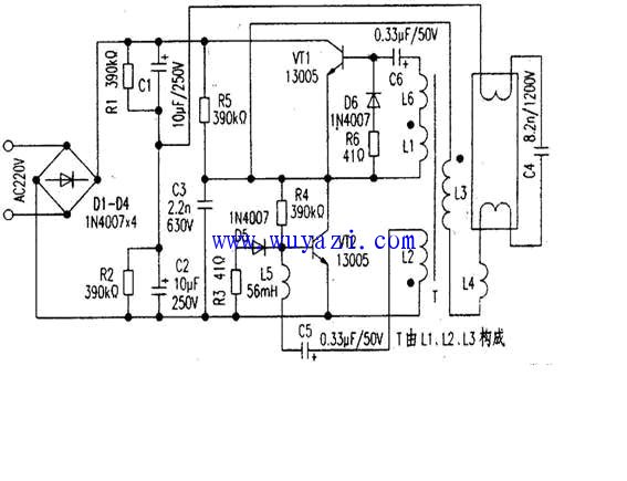 32W fluorescent lamp ballast circuit diagram