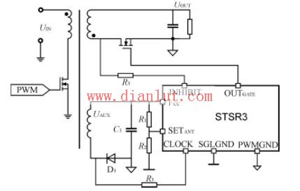 Application circuit of STSR3 in flyback converter