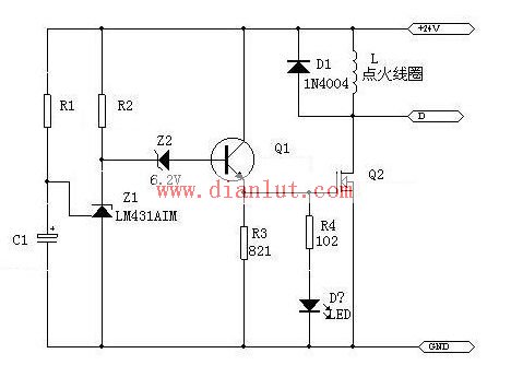 Delay switch circuit designed by LM431