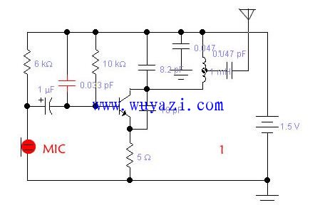 Single tube 1.5V micro wireless microphone circuit diagram