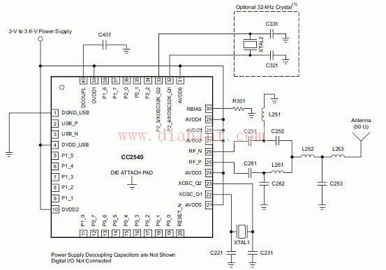 CC2540 application circuit diagram