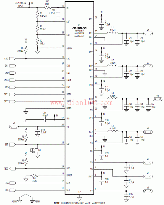 MAX8660/MAX8661 Application Circuit