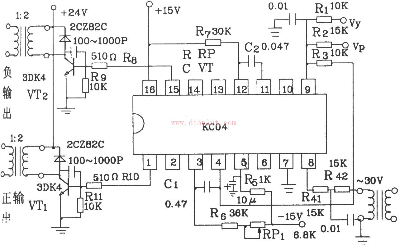 SCR phase shift trigger KC04 typical application circuit diagram