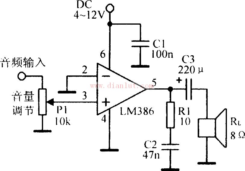 LM386 typical application circuit