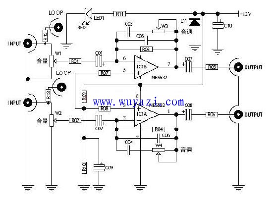 NE5532 design HIFI headphone amplifier circuit diagram