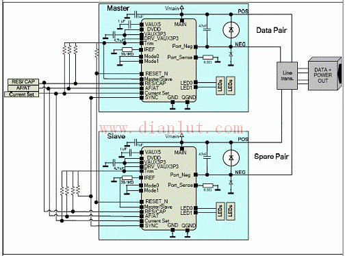 PD69101 typical 4 pairs of application circuit diagram