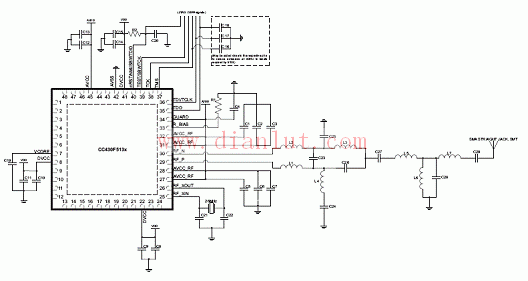 CC430F51xx Typical Application Circuit