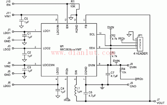 MIC2826 evaluation board circuit diagram