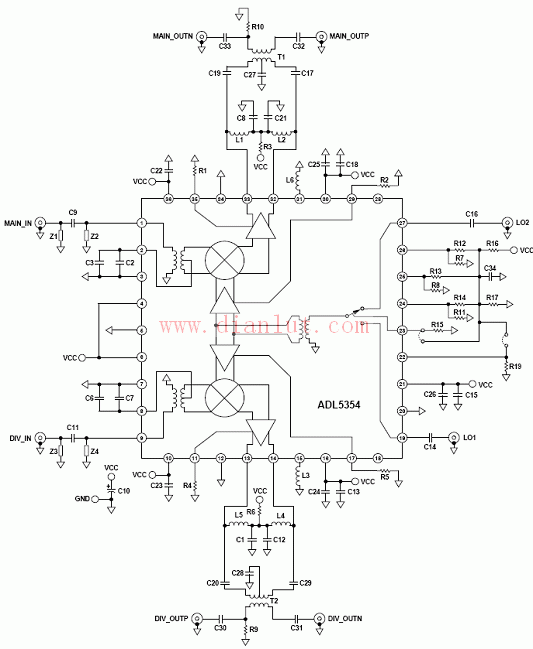 ADL5354 typical application circuit diagram
