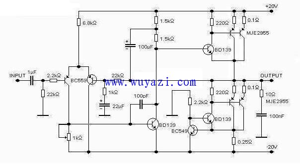 20W transistor single-ended class A power amplifier design and production circuit diagram