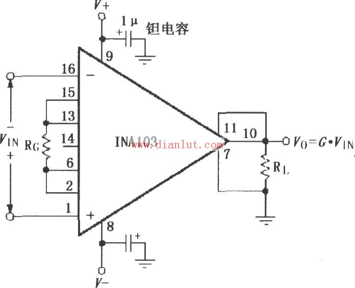 Application connection circuit of INA103