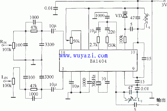 1K meter small stereo FM transmitter circuit diagram