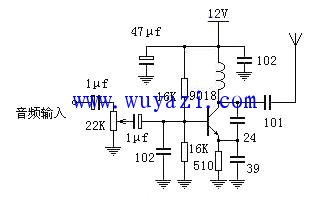 9018 single tube FM transmission circuit diagram