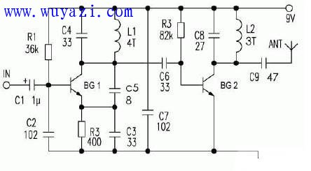 3KM meter wireless FM transmission circuit diagram