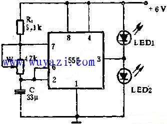 555 circuit composed flash circuit diagram