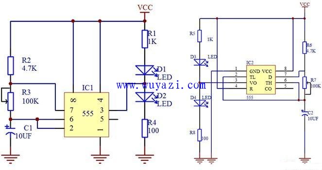 Flash circuit diagram based on 555 timer design