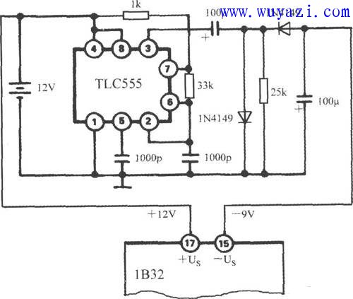 555 circuit diagram for generating a negative power supply