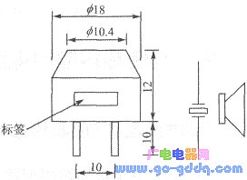 Shape, size and circuit symbol of the MA40EIS/EIR series ultrasonic transmitting/receiving sensor