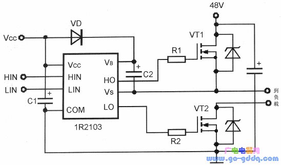 Typical wiring for the IR2103