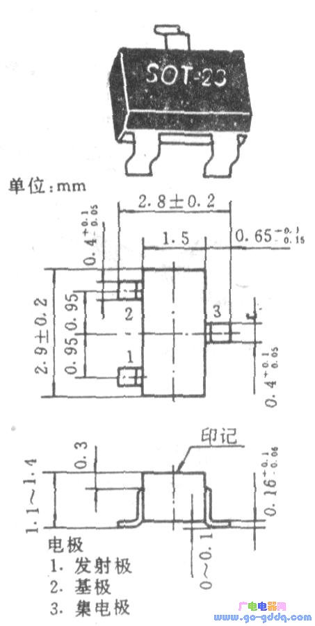 Ordinary triode outline structure