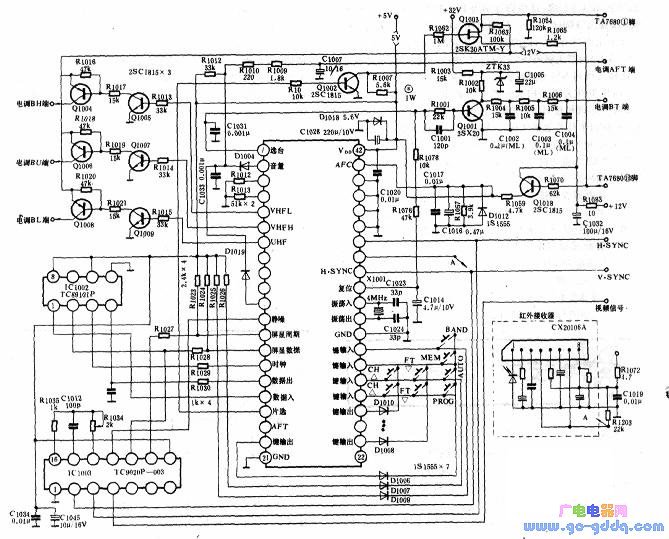 Converter remote control circuit and infrared receiving circuit