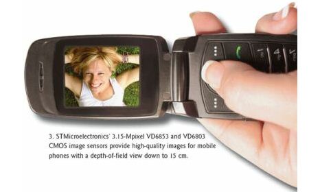 STMicroelectronics' 3.15 megapixel VD6853 and VD6803 CMOS image sensors provide high quality images for mobile phones with depths of up to 15 cm