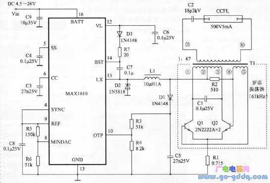 Push-pull resonant CCFL driver circuit using MAX1610