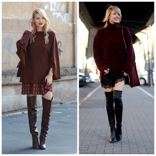 A pair of over-the-knee boots allow you to show long legs in the winter