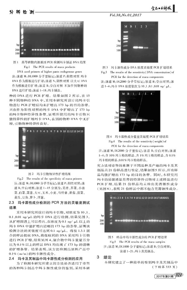 Identification of PCR Methods for Maca and Its Products