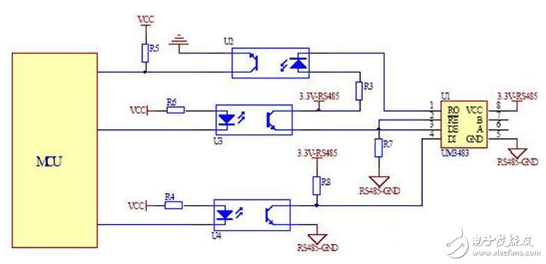 Design of long-distance data communication circuit for RS485 interface with 3.3V power supply