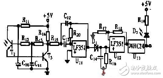 Photoelectric switch illumination and receiving circuit diagram