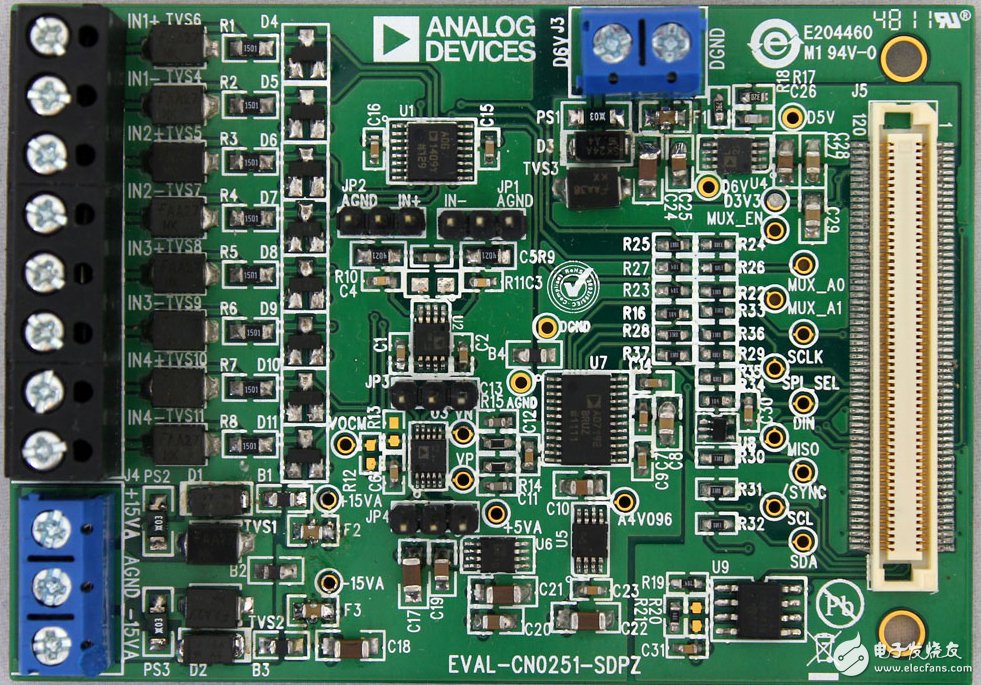 24-bit 4.7Hz, 4-channel analog data acquisition system circuit diagram