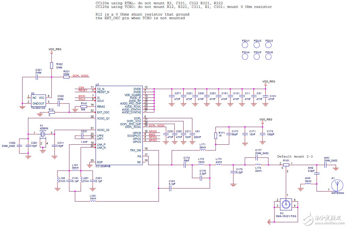 RF layout reference design circuit diagram for 420-470MHz