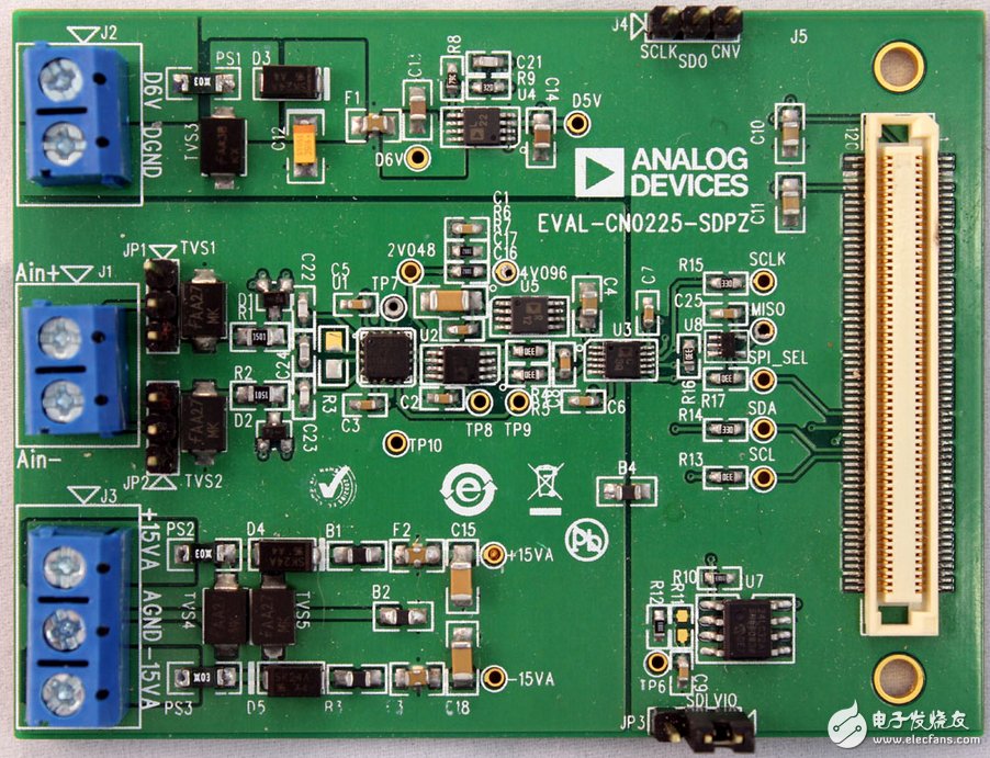 High impedance high CMR, Â±10V analog front end signal conditioning circuit diagram