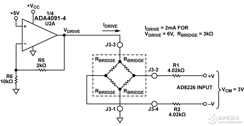 Figure 2. Sensor Voltage Drive Configuration (Simplified Schematic: All Connections and Decoupling Not Shown)