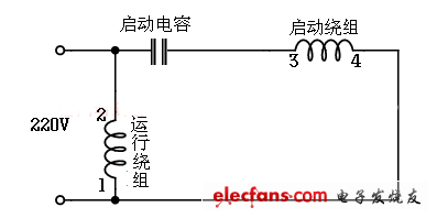 Capacitor running wiring circuit