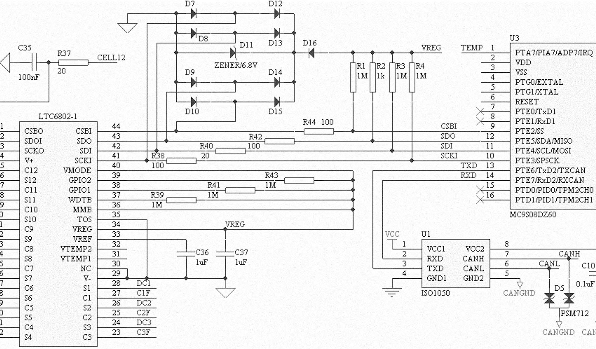 LTC6802 and MCU connection circuit